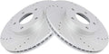 TRQ Front Brake Rotor Set G Coated Vented Drilled Slotted - Improved
