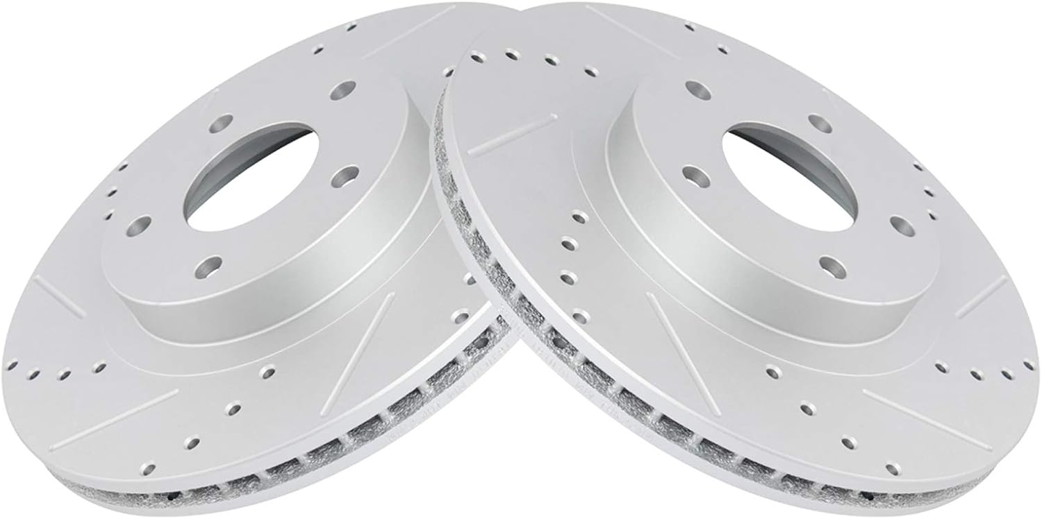 TRQ Front Brake Rotor Set G Coated Vented Drilled Slotted Review