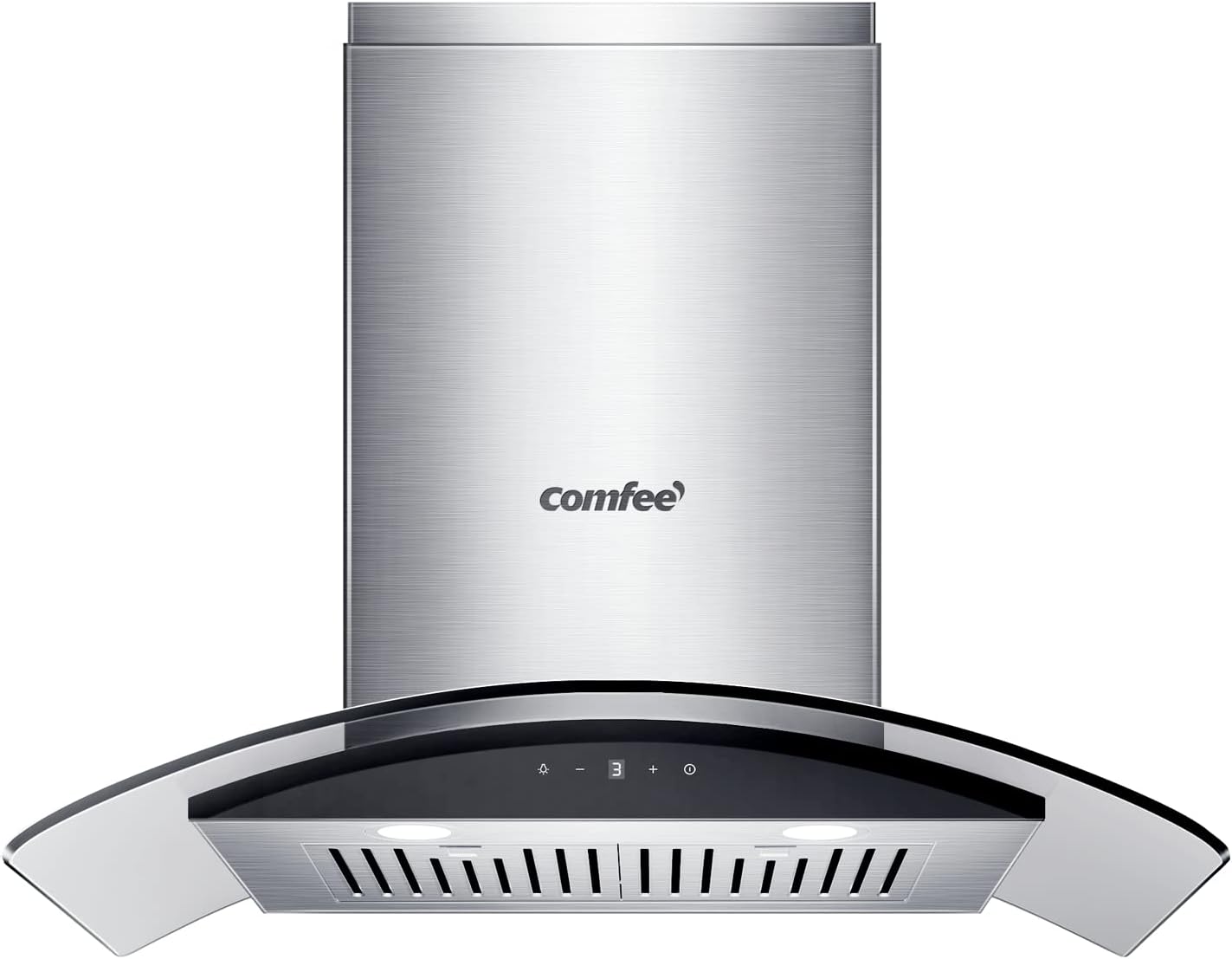 COMFEE' Curved Glass Range Hood 30 Inch with 450 CFM Power