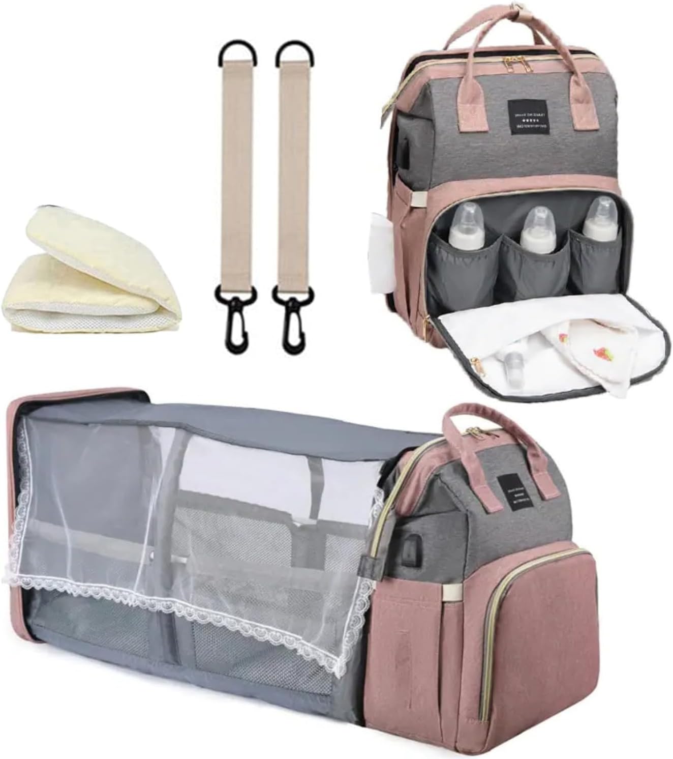 Multifunctional Baby Diaper Bag Backpack with Changing Station