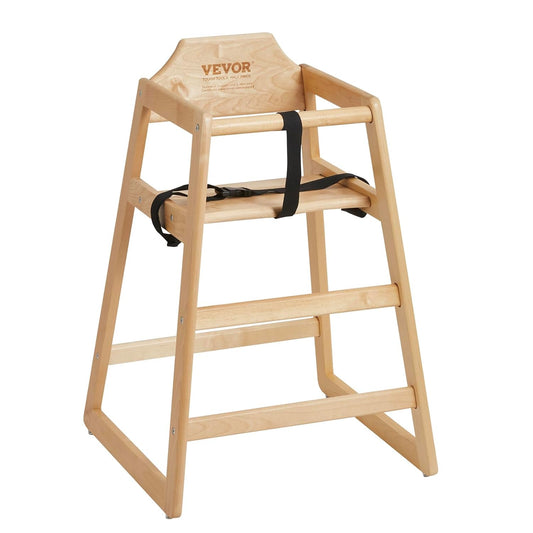VEVOR Wooden High Chair for Babies & Toddlers, Easy to Clean