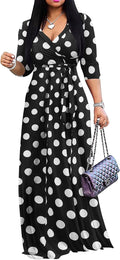 Womens Plus Size Casual Summer Maxi Dress - Wrap V Neck Sundress