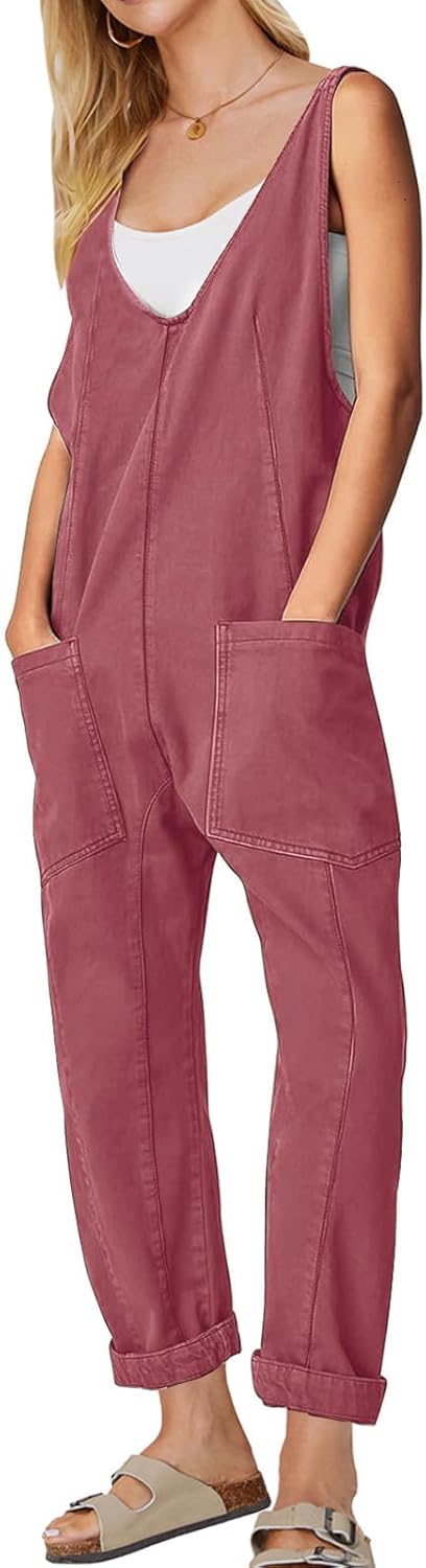 EXLURA Womens High Roller Denim Bib Jumpsuits for Casual Style