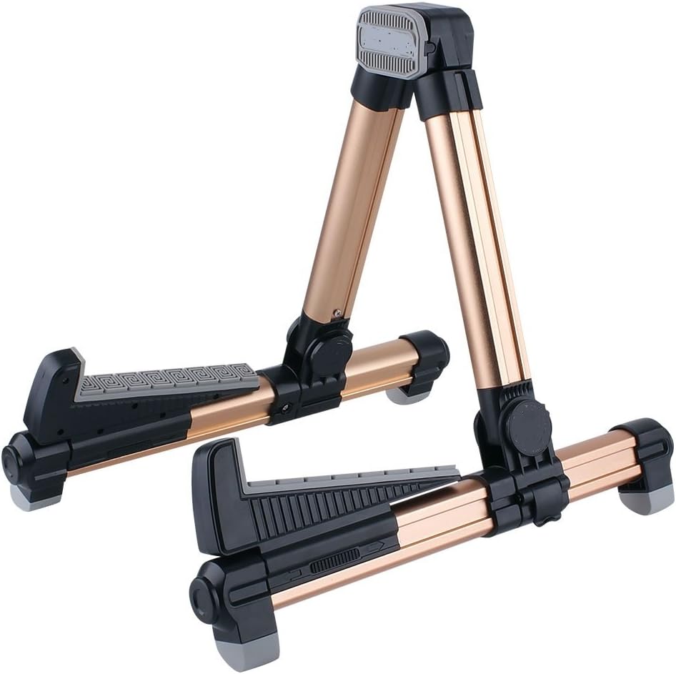 Folding Guitar Stand for All Guitars (Gold)