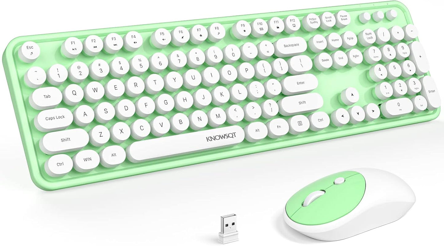 KNOWSQT Wireless Keyboard and Mouse Combo for Colorful Desk