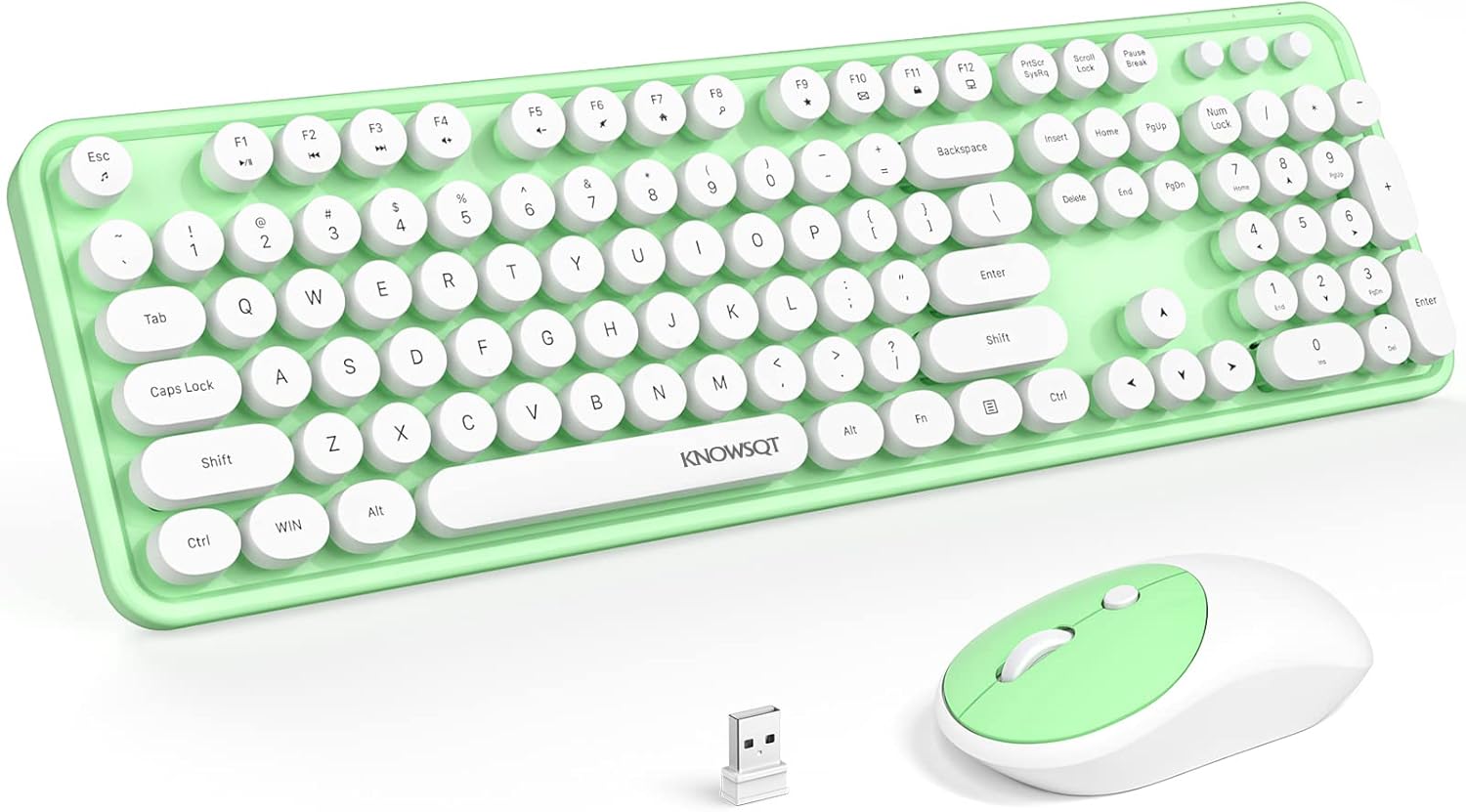 KNOWSQT Wireless Keyboard and Mouse Combo for Colorful Desk