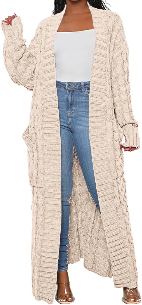 Stylish Cable Knit Cardigan for Women with 2 Pockets