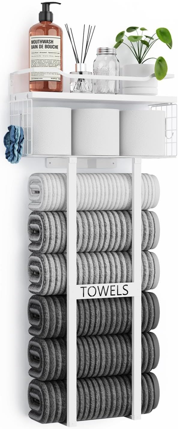 Towel Racks for Bathroom Storage with Floating Shelf Design