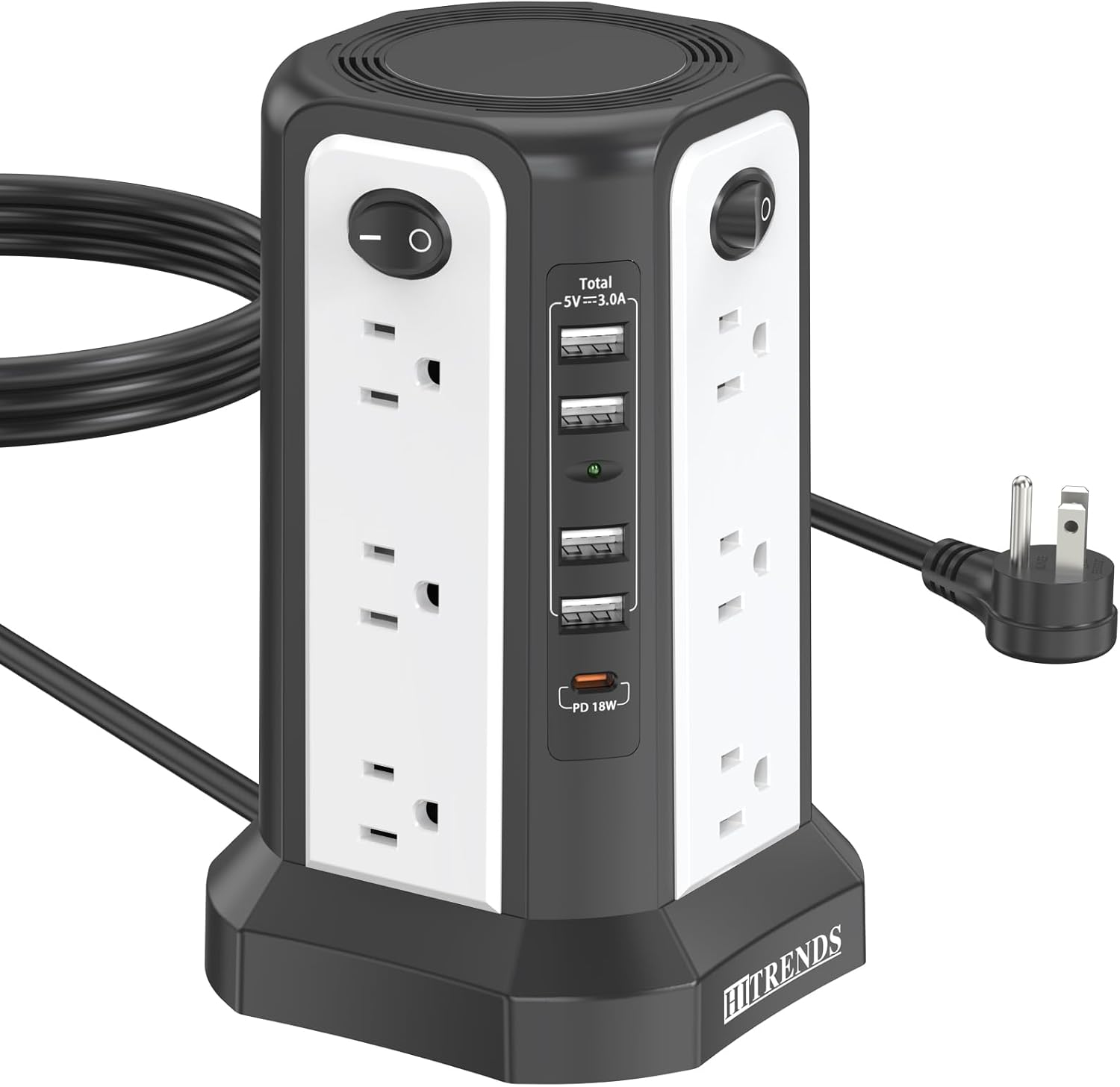 HITRENDS Tower Power Strip with Surge Protection and USB Ports