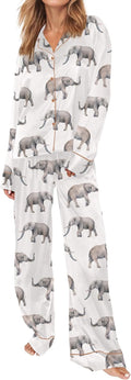 SHESHOW Satin Pajamas Set for Women - Lightweight Animal Print Set