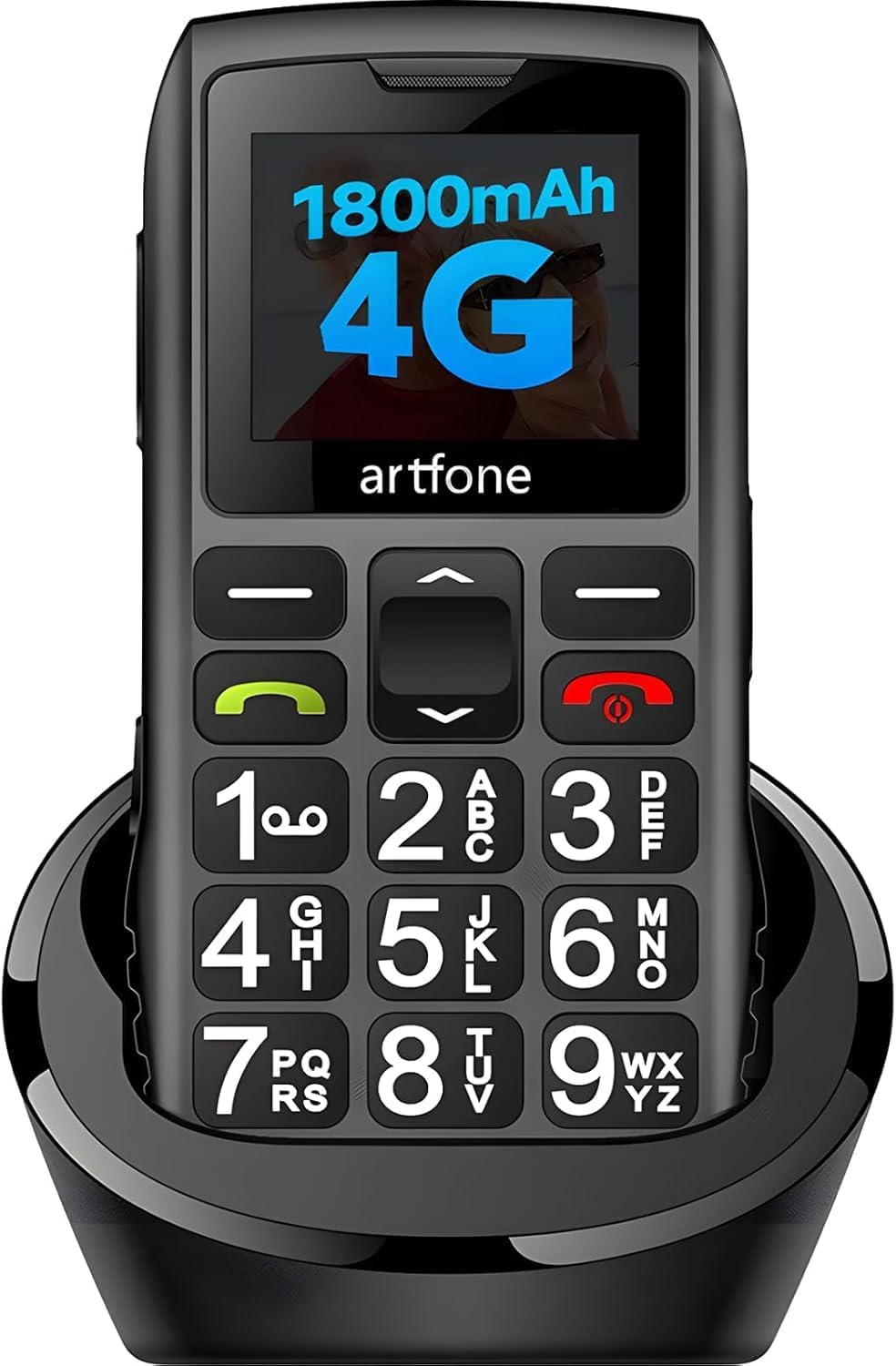 C1+4G Pro Black Big Buttons Cell Phone for Seniors with SOS