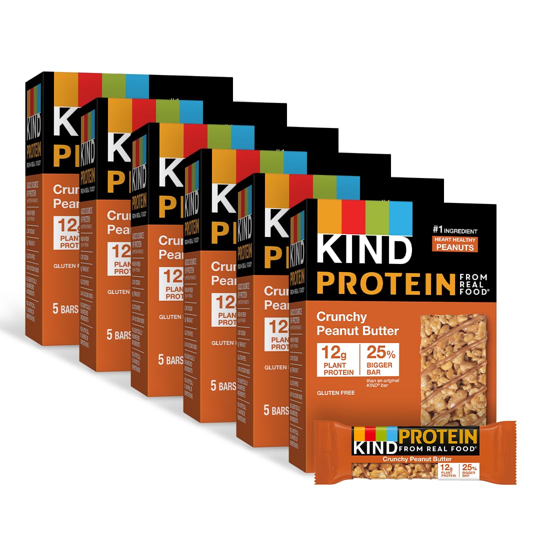 KIND PROTEIN Crunchy Peanut Butter Bars with 12g Plant Protein