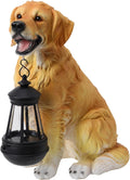 Garden Dog Statues Outdoor Decor with Solar Lights for Yard