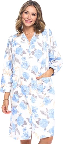 Casual Nights Women's Floral Snap Front Flannel Duster Dress