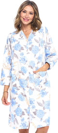 Casual Nights Women's Floral Snap Front Flannel Duster Lounger Dress
