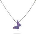 Purple Lilac Opal Butterfly Necklace - Delicate Sterling Silver
