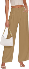 Women's Loose Pleated Front Wide Leg Pants - Soft Breathable Fabric