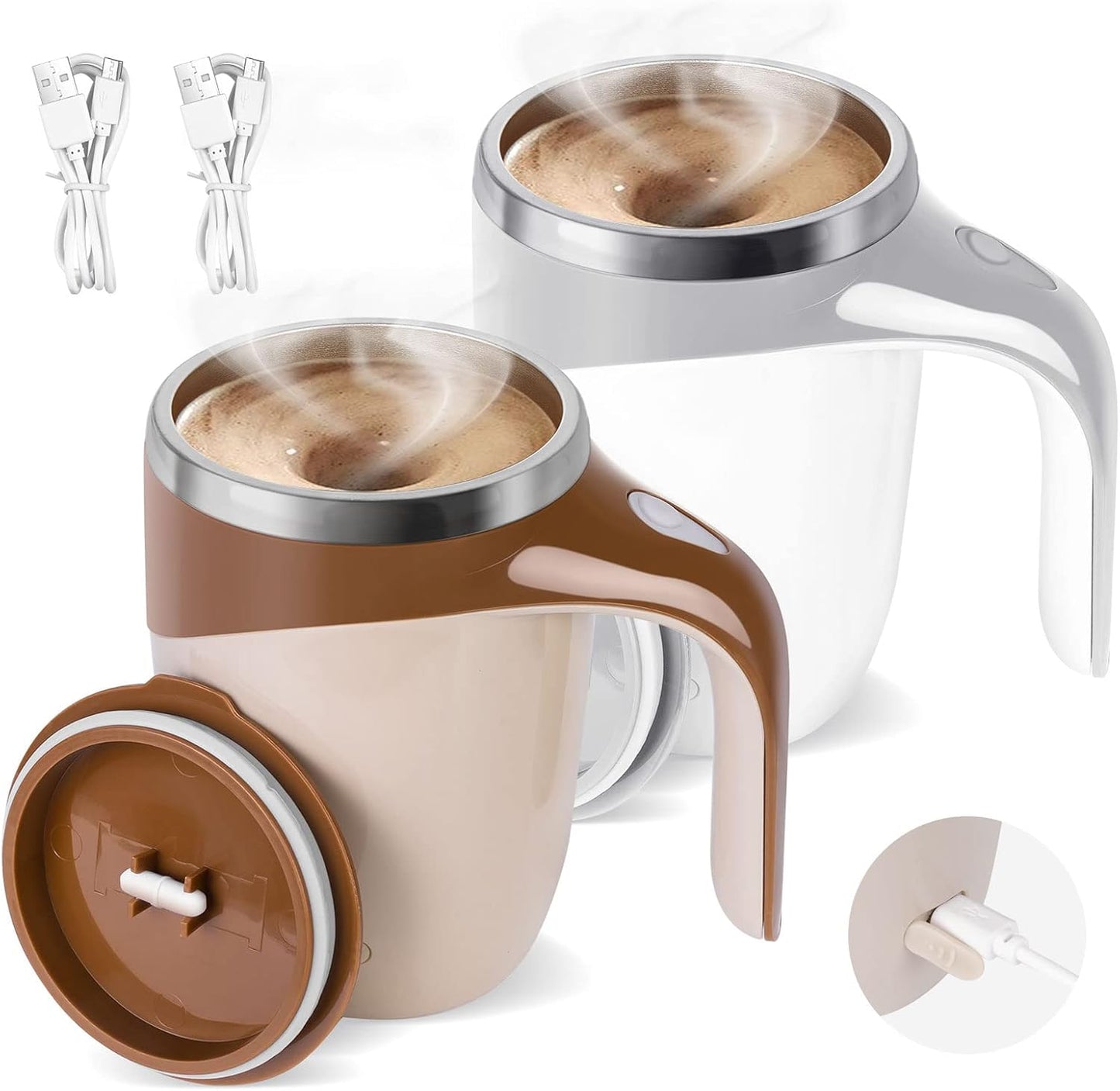HPX Self Stirring Coffee Mug: 2-Pack Magnetic