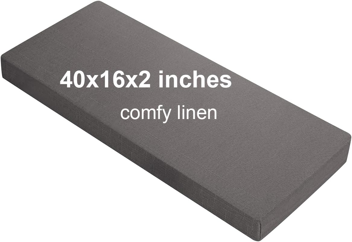 40x16x2 Linen Bench Cushion for Indoor and Outdoor Comfort