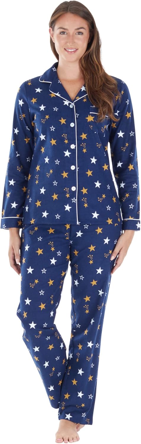 PajamaMania Women's Cotton Flannel Long Sleeve Pajama Set