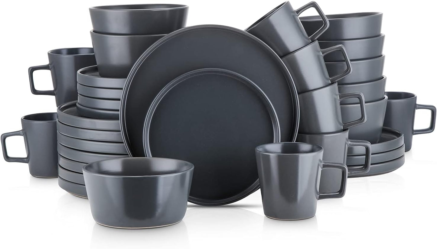 Stone Lain 32 Piece Dinnerware Set for 8 in Gray Matte Finish