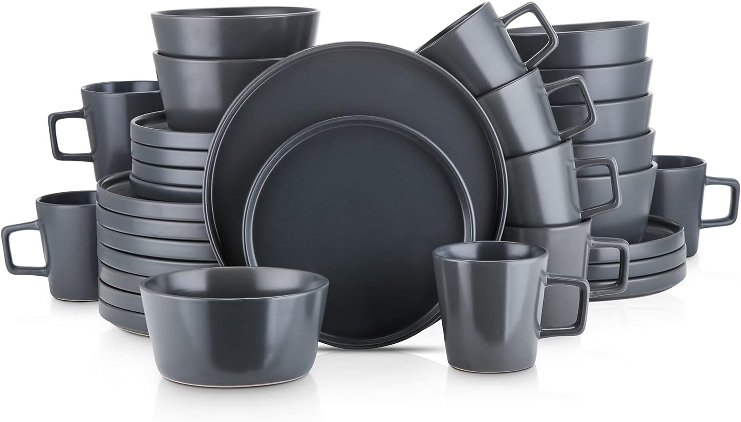 Stone Lain 32 Piece Dinnerware Set for 8 in Gray Matte Finish