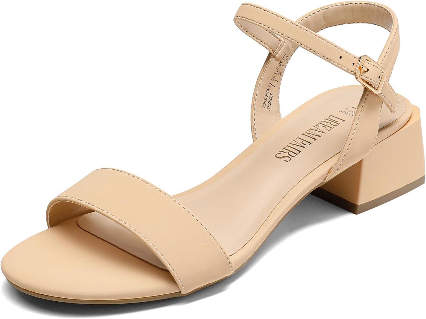 DREAM PAIRS Women's Low Heels Classic Open Toe Ankle Strap Sandals