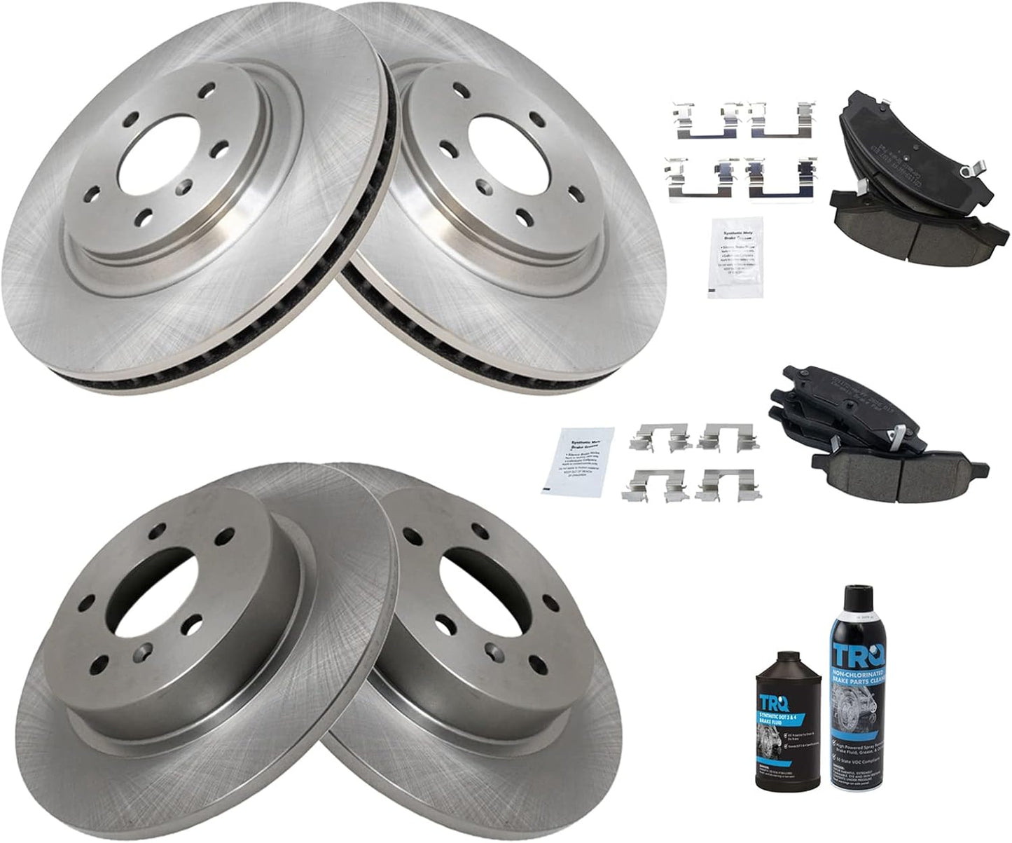 TRQ Front and Rear Brake Pad & Rotor Kit for Buick Lucerne