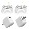 2Pack iPad Charger 12W Fast Charger with 10FT Lightning Cable - Travel