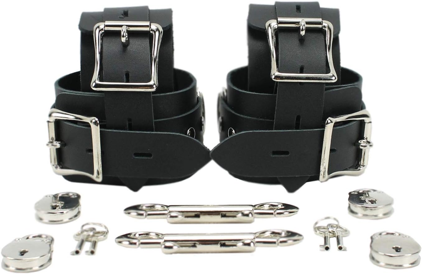 Cora Wrist Cuffs Ankle Cuffs Combo in Genuine Cow Hide Leather