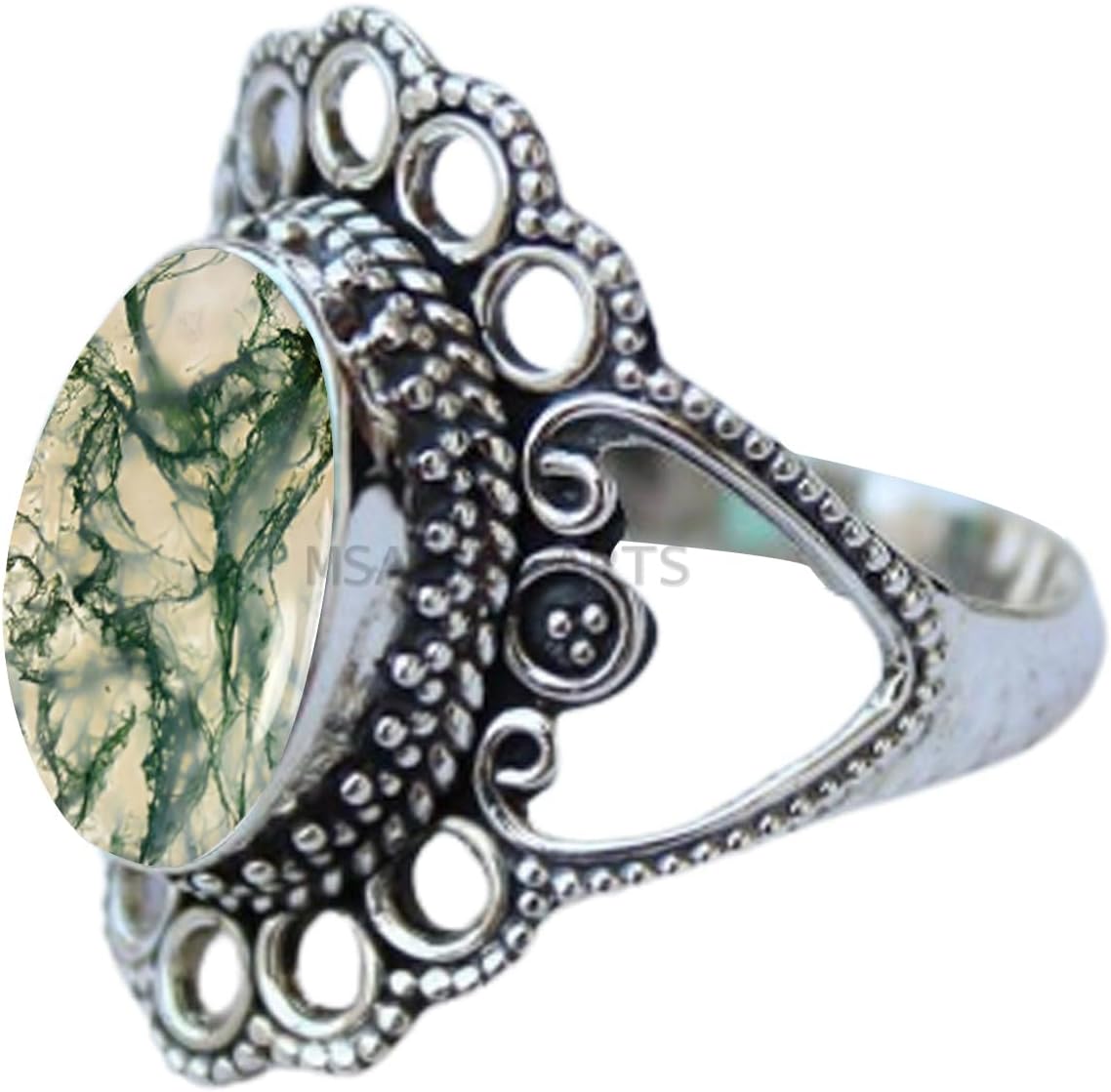 Solid 925 Sterling Silver Ring with Genuine Black Onyx Gemstone