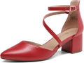 Closed Pointed Toe Low Chunky Heels Pumps for Women - 2in Comfort