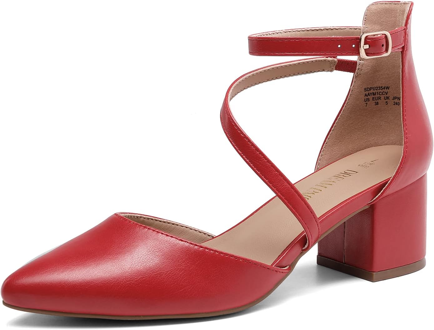 DREAM PAIRS Women's Closed Pointed Toe Low Chunky Heels Pumps