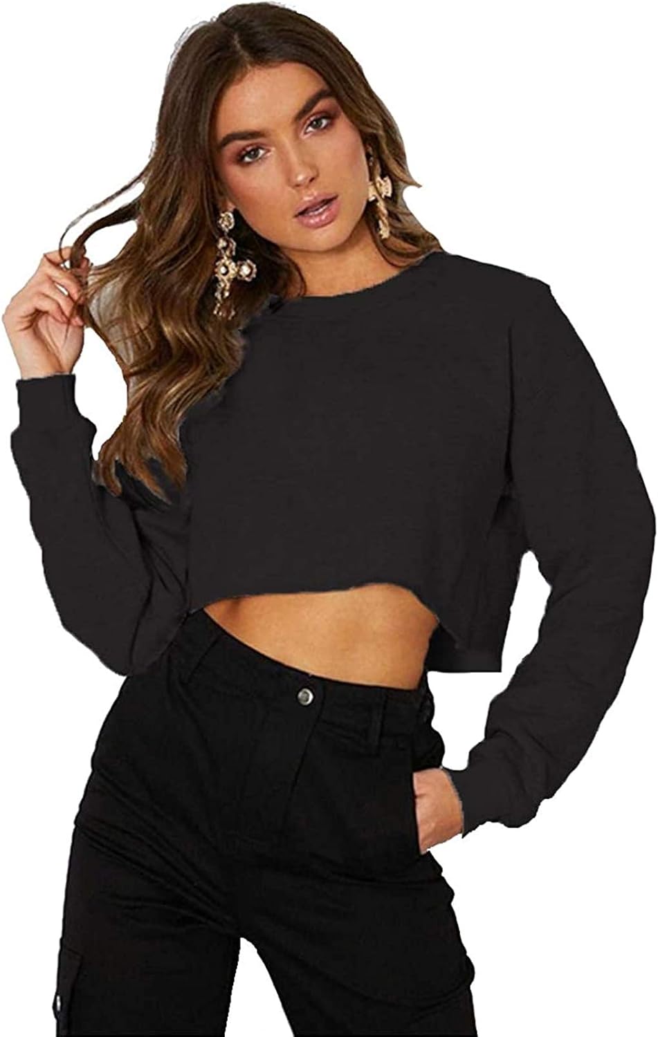 Kyerivs Women's Crop Sweatshirt: Comfy Workout Essential