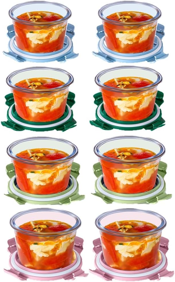 16 pcs Round Glass Soup Storage Containers with Lids for Meal Prep