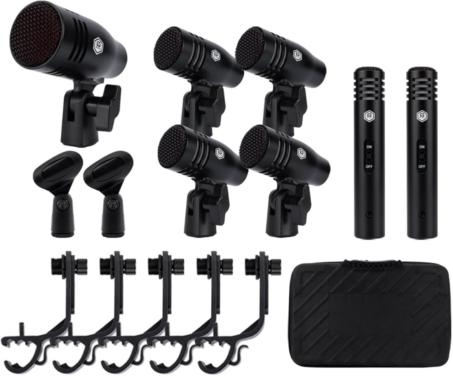 W IN-MIX 7 Piece Wired Dynamic Drum Mic Kit for Professional Sound