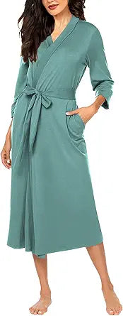 MAXMODA Womens Robe - Soft Kimono Spa Knit Long Bathrobe