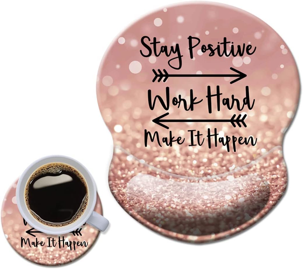 HOPONY Glitter Quote Wrist Support Mouse Pad