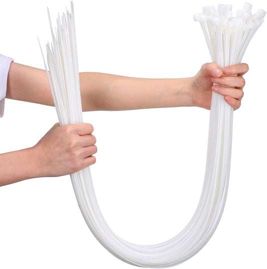 100 Pcs 36 White Zip Ties - Heavy Duty for Versatile Binding