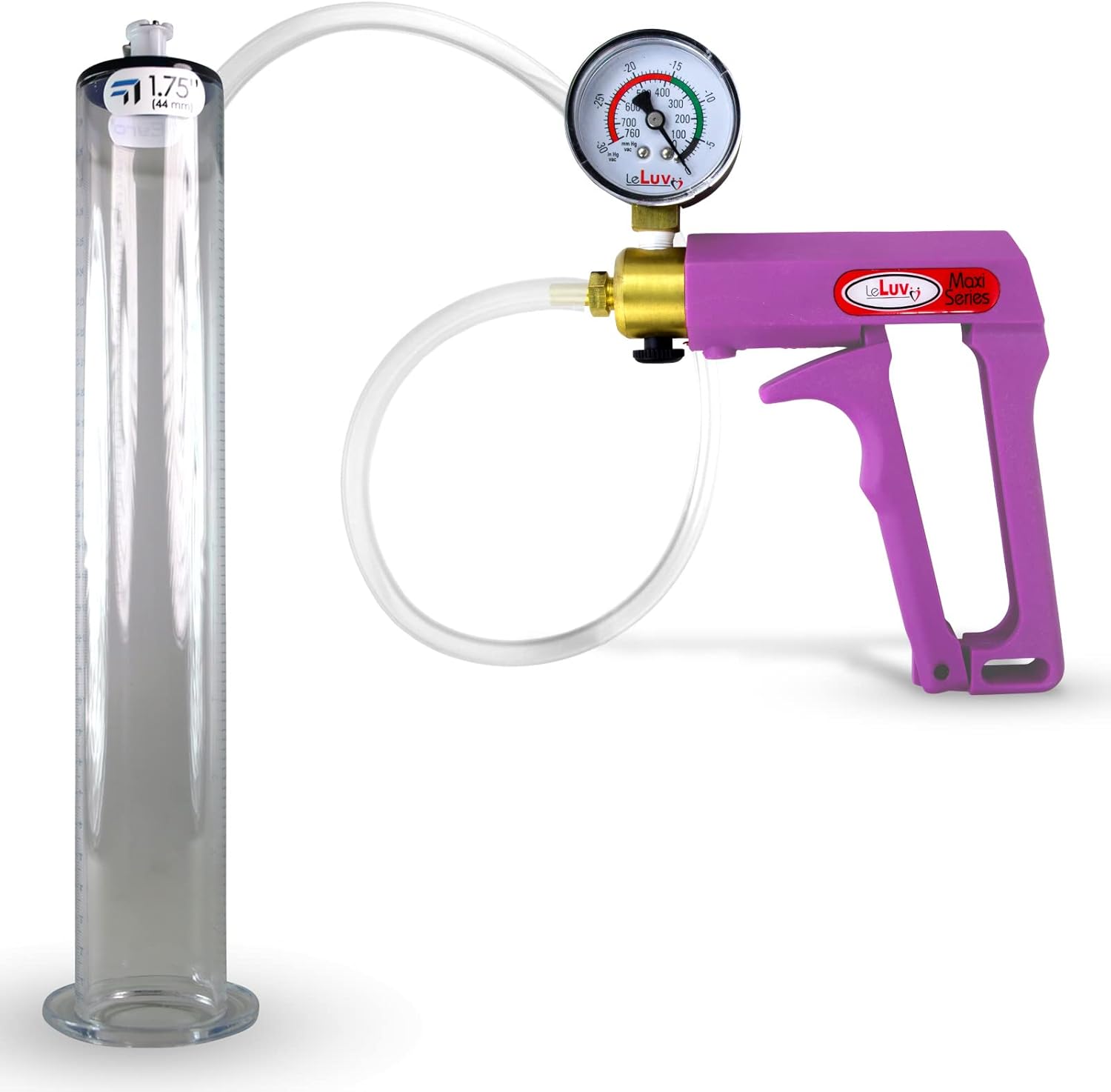 LeLuv Maxi Purple Handle Penis Pump with Vacuum Gauge Features