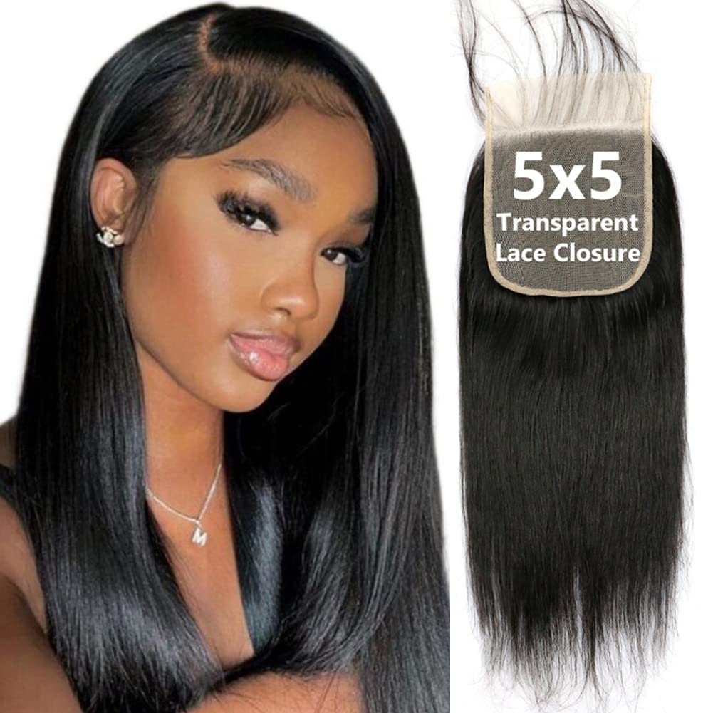 5x5 Transparent HD Lace Closure for Silky Straight Hair