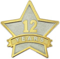 Year Service STAR Lapel Pin Gold & Silver Plated - 1-30 Years