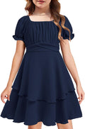 Arshiner Girls Off Shoulder Ruffle Tiered Layer Party Dress - Summer