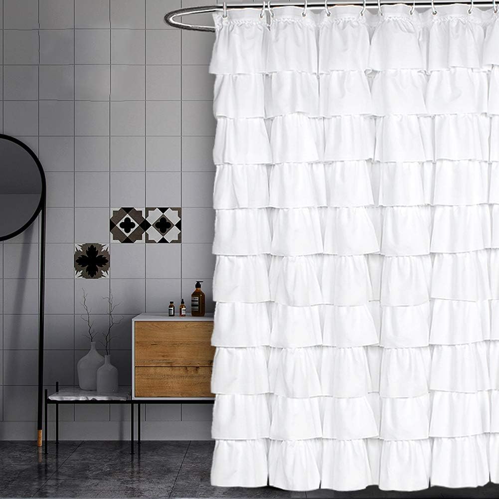 Volens 70in Ruffle Shower Curtain - Elegant Bathroom Upgrade