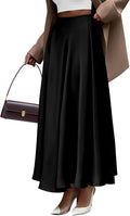 High Waisted Skirts for Women Satin A-Line Maxi Skirt - Fall 2025