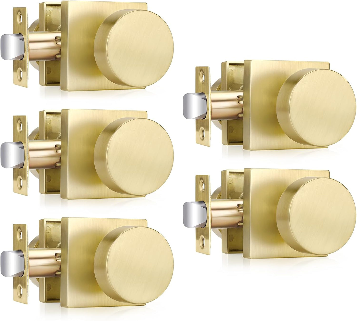 Haidms Gold Door Knobs Passage for Hallways and Closets - 5 Pack