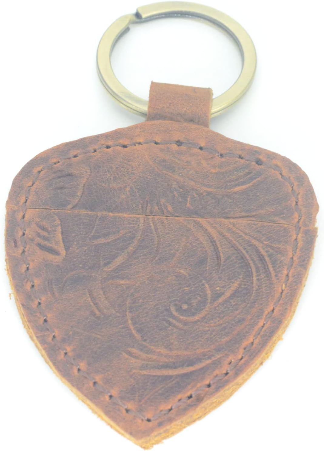 Handmade Leather Guitar Pick Holder Keychain by JJNUSA