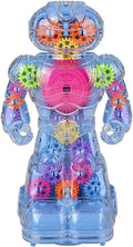 Light-Up Gear Robot 8.5in - Spinning, Music & Transparent Gears