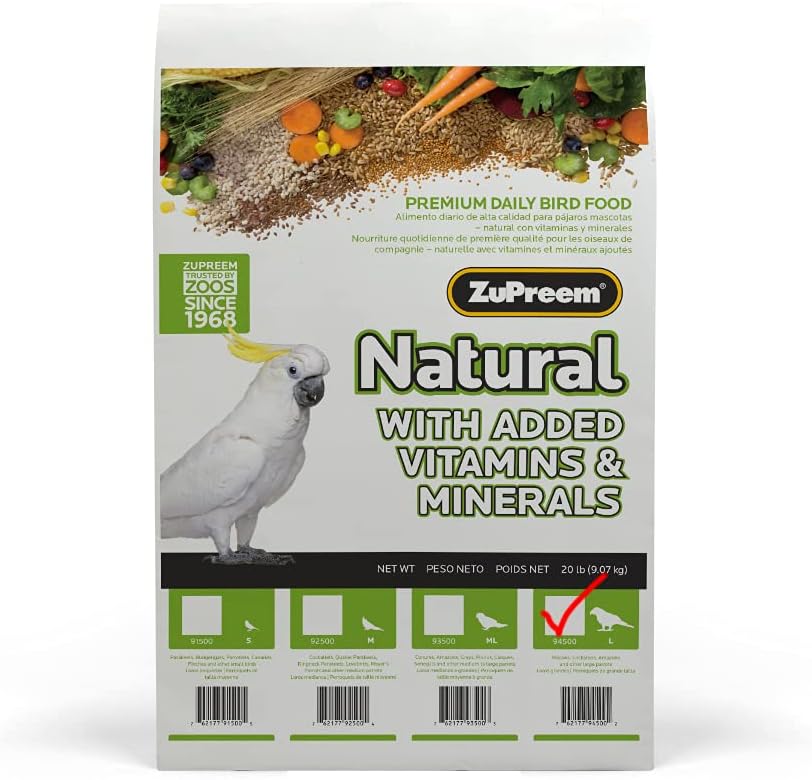 Natural Large Bird Food for Parrots - 20-Pound Nutrition