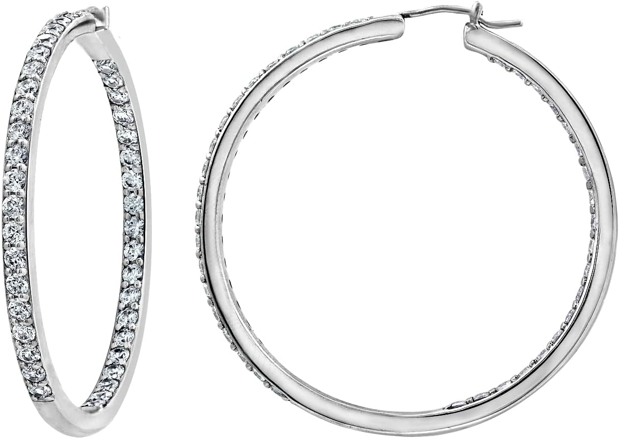 Platinum or Gold Plated Sterling Silver Inside-Out Hoop Earrings
